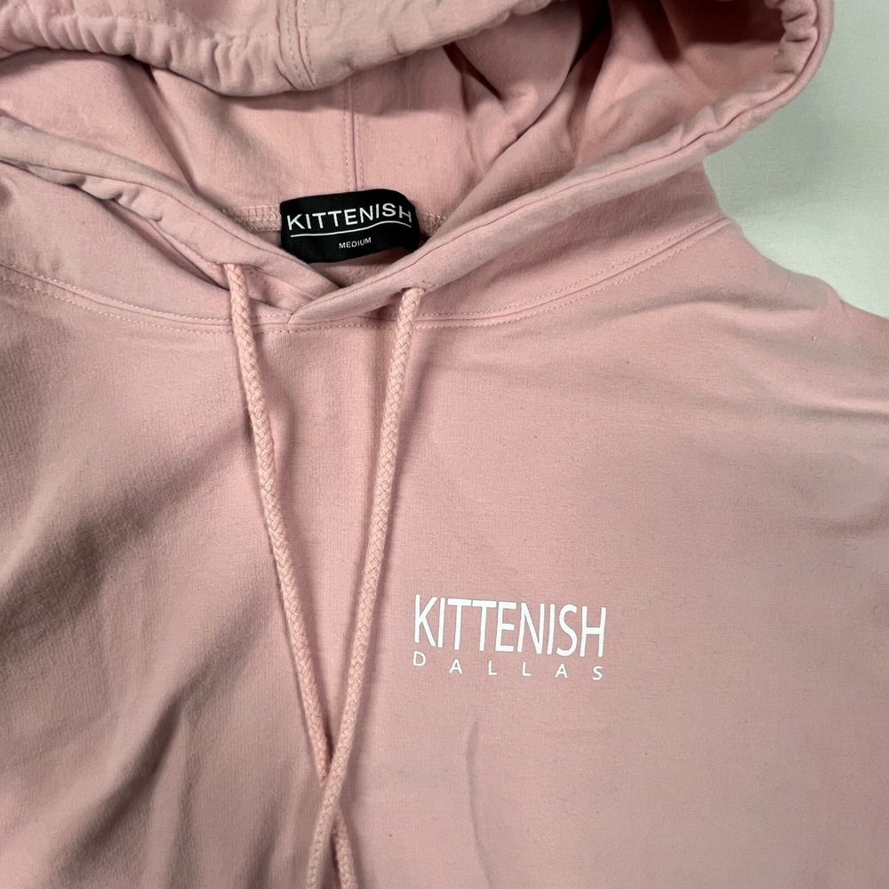 Kittenish Dallas‎ Hoodie Pullover Sweatshirt Drawstring Pink Casual Medium